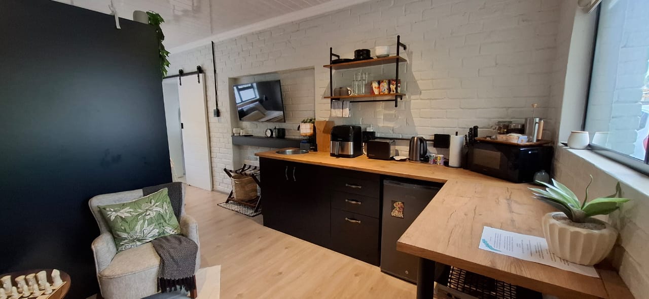 Kitchen view showing the self-catering setup at Studio 149