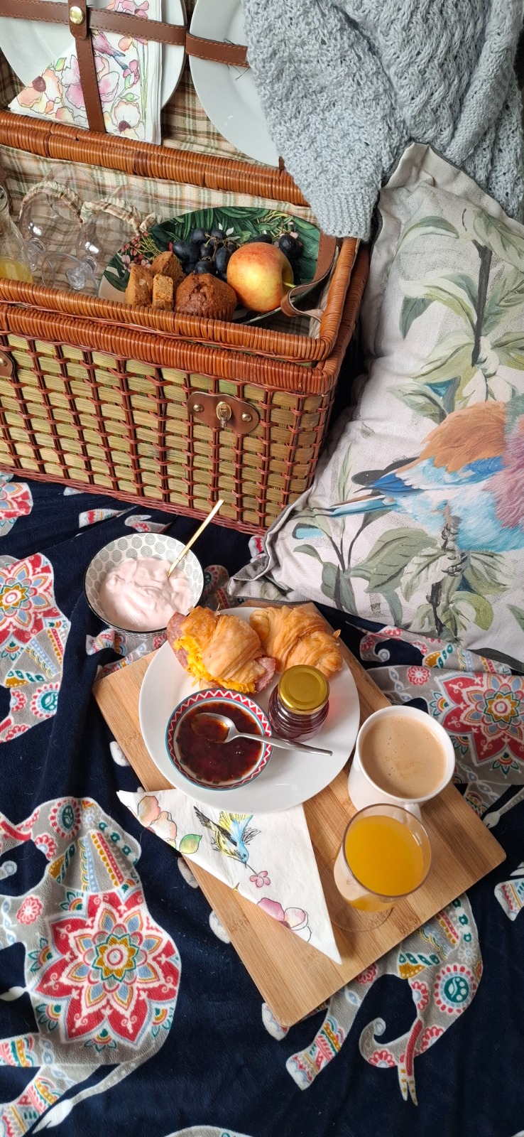Styled picnic detail showing the kind of basket arrangement available for guests